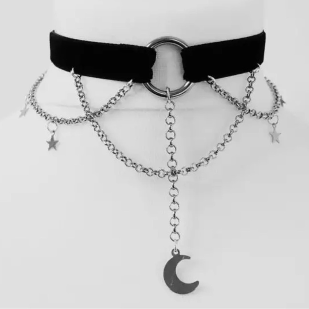 NWT gothic adjustable star moon choker